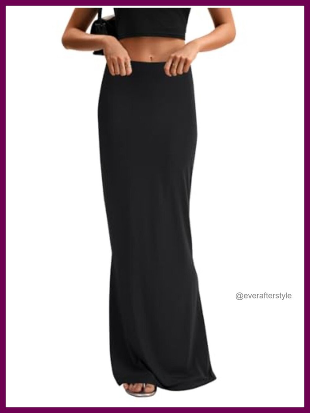 High Waist Elastic Bodycon Maxi Skirt Slimming Flared Hem